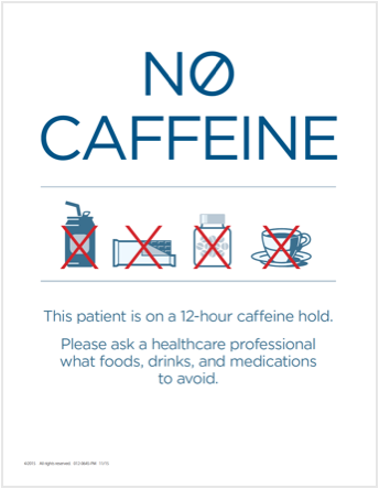 The No Caffeine Patient Identifier card